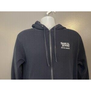 Samuel Adams Hoodie Mens Medium Blue Full Zip Sherpa Lined Beer Sweatshirt